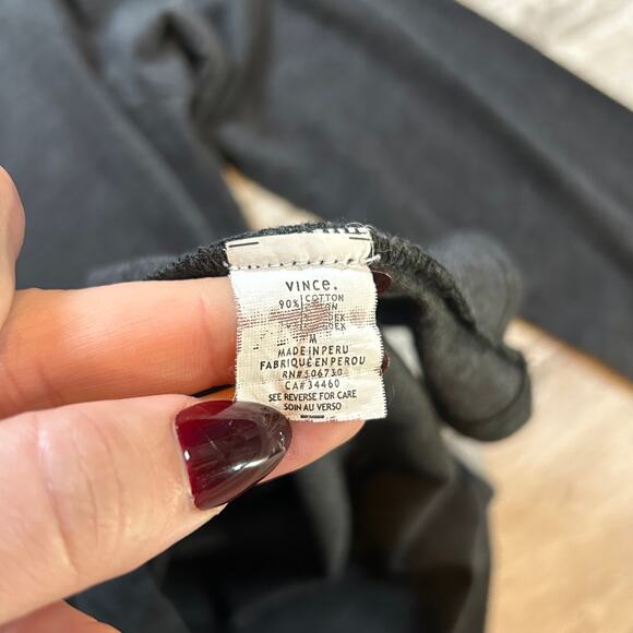 Vince Long Sleeve Tee Charcoal Cotton Blend Lightweight Stretch Minimalist M - Picture 5 of 6